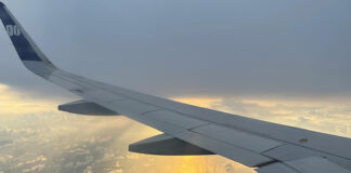 Airplane wing during flight