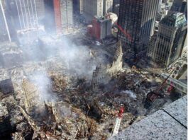 National Oceanic and Atmospheric Administration (NOAA) photo taken in the days following 9/11.