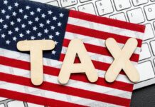TAX with American flag