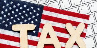 TAX with American flag