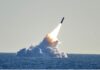 Trident II D5 missile launched from the USS Nebraska off the coast of California.