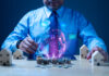Banker, aided by AI technology, serves as a proficient manager, utilizing artificial intelligence for advanced loan analysis to make informed financial decisions in banking