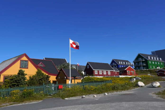 Houses in a neighborhood in Nuuk Greenland st.