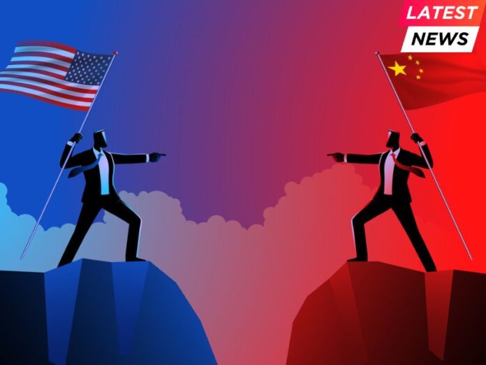 Businessman Blue Red Flag Bearer USA Chin Businessman Blue Red Flag Bearer USA Chin