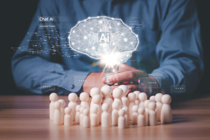 Businessman hand holding digital chatbot for provide access to information and data in online network, robot application and global connection, AI, Artificial intelligence, innovation and technology