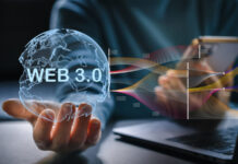 Human hold Web 3.0 with globe, big Data and blockchain