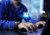 Businessman is command AI on laptop computer in office to help analyze data or generate images picture draft word dialogue story writing with big data operating information in the world of digital.