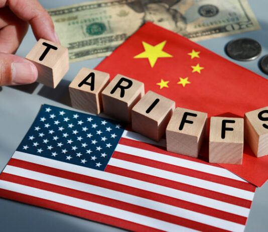 Reciprocal tariffs, trade war between The United state of America and China. Trump Trade Tariffs policy.