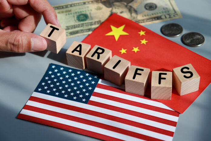 Reciprocal tariffs, trade war between The United state of America and China. Trump Trade Tariffs policy.