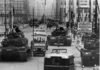 US Army tanks face off against Soviet armor at Checkpoint Charlie, Berlin, October 1961.