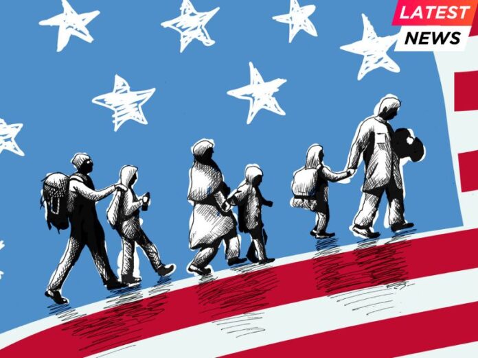 Illustration of USA immigration Illustration of USA immigration
