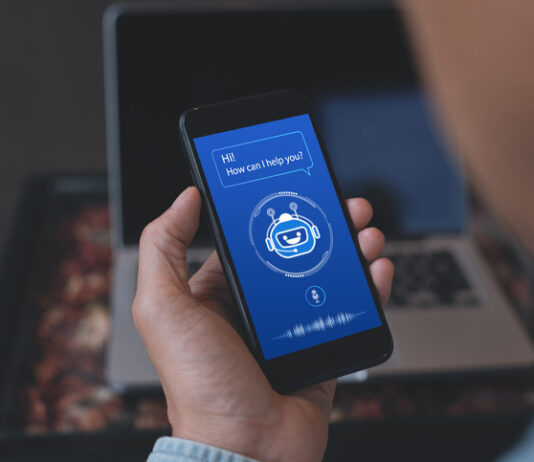 Chatbot, Ai Artificial Intelligence technology, internet virtual assistant on smart phone screen, online customer support website or social media network, information about products or services
