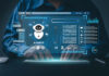 AI agent and generative artificial intelligence concept. Businessman using AI agents on screen, including chatbots, AI assistants, and data analytics tools on a laptop.