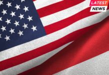 Indonesia and United States two flags together
