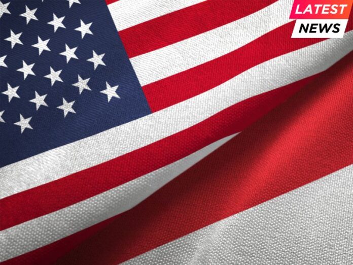 Indonesia and United States two flags together