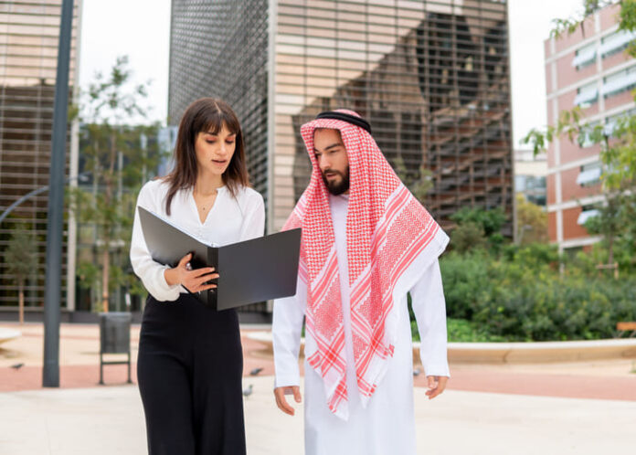 Property manager in Dubai with her client