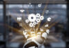 Futuristic Robot Hand Reaching Out with Business Symbols and Icons Representing Technology, Operations, Innovation, and Automation in Modern Workspace.