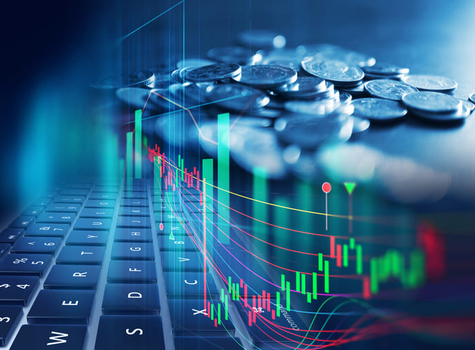 iStock-990707984 (1) Coins and live signals in Financial Platform