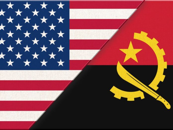 Flags of USA and Angola.