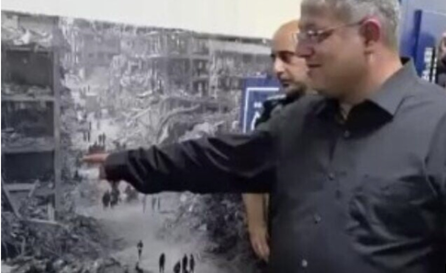 Israeli Minister Ben-Gvir and the footage captioned: “The Israel Prison Service placed photos of destroyed Gaza in the terrorists’ wings — so they understand that you don’t mess with the people of Israel!”