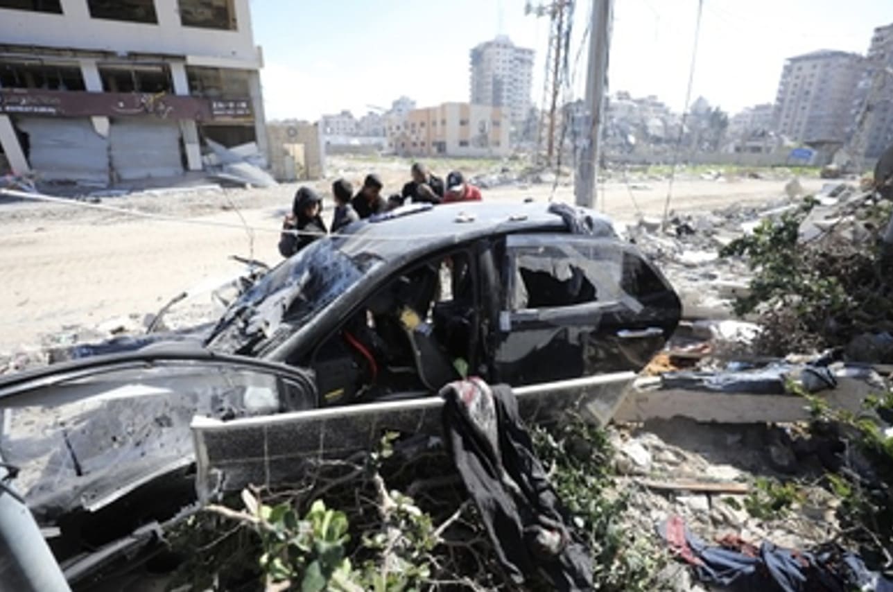 The destroyed car that belonged to Hind Rajab's uncle