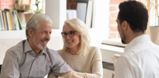 Financial advisor meeting with Elderly spouses