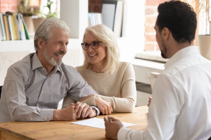 Financial advisor meeting with Elderly spouses