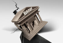 Bank Collapse and Banking Crisis or global credit system falling in debt as a financial instability or insolvency concept