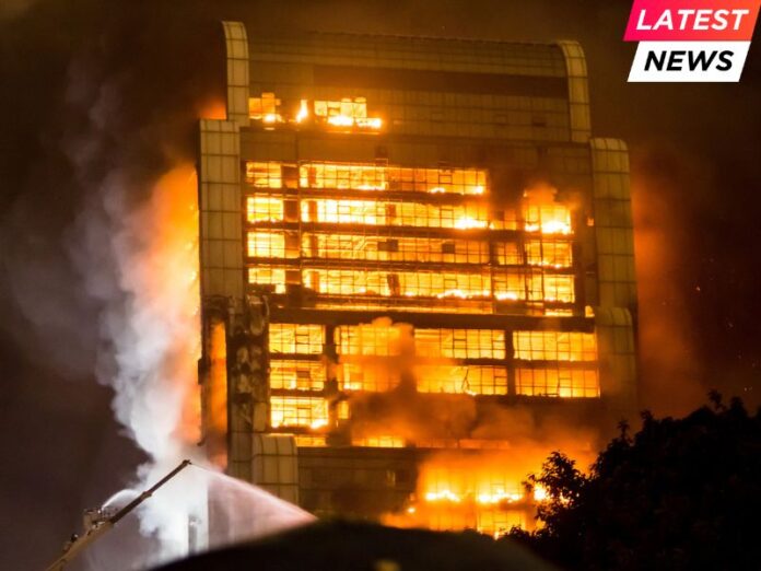 Hong Kong - building on fire Hong Kong - building on fire