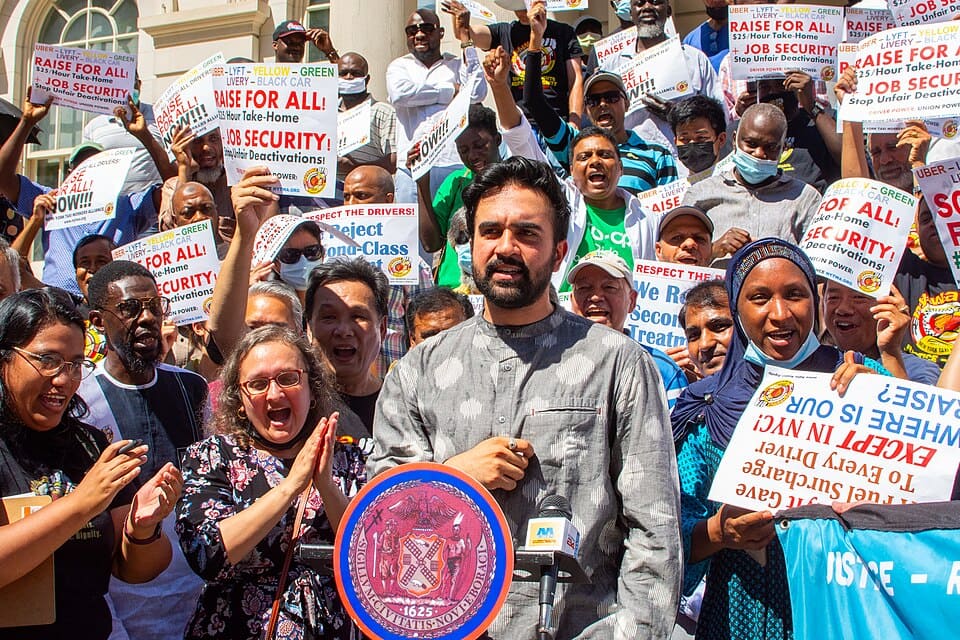 Assemblyman Zohran Mamdani’s campaign rally near City Hall