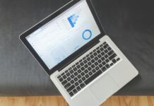 Laptop with API banking on screen