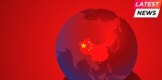 Global - Businessman Blue Red Hand China Globe