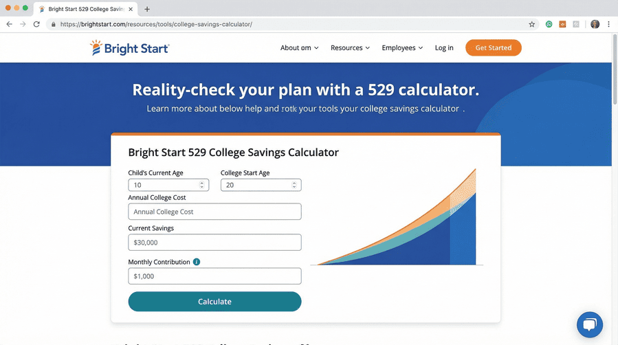 Bright start 529 college savings calculator