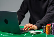 Person playing casino online. Igaming industry concept.