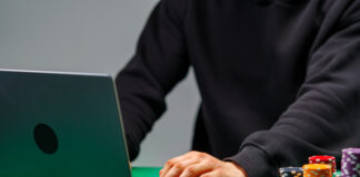 Person playing casino online. Igaming industry concept.