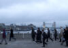 Early morning rush hour, financial sector workers going to work in the City of London. UK Policy & Offshoring for overseas workers