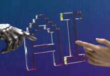 AI Infrastructure - hands are touching AI