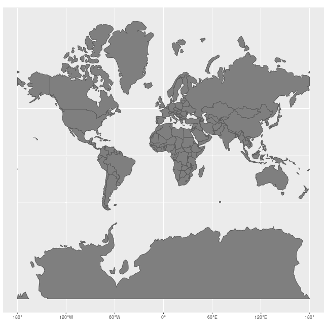 Animated distortions between planar and mercator