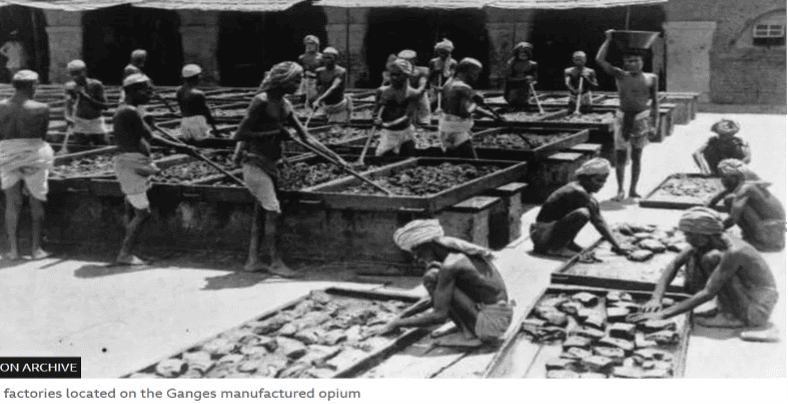 Factories located on the Ganges manufactured opium