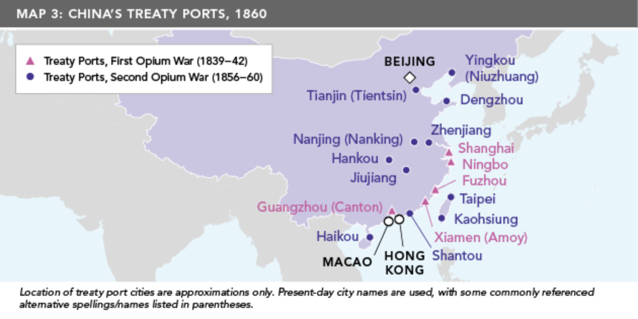 Map: China’s Treaty Ports after the Opium Wars.