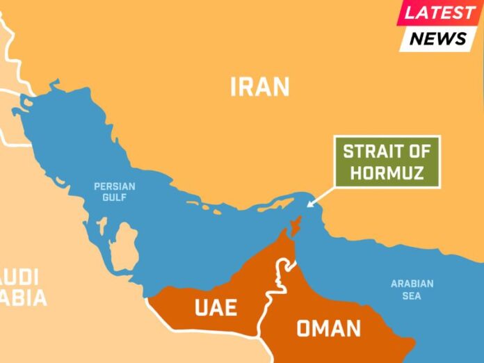 Map showing the Strait of Hormuz Power Plants at Risk
