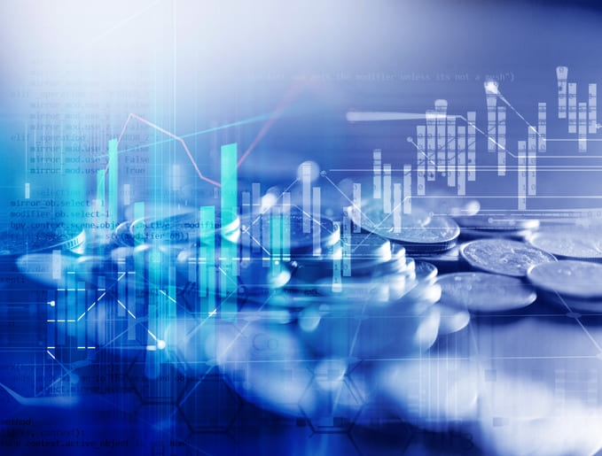 iStock-1040758018 (1) double exposure image of stock market investment graph and coins stack,concept of business investment and stock future trading.