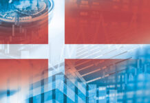 market investment trading financial, coin and denmark flag or Forex for analyze profit finance business trend