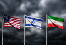 iran israel us usa united state america flag waving