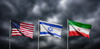 iran israel us usa united state america flag waving