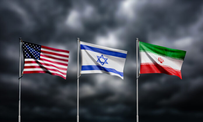 iran israel us usa united state america flag waving