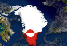 Greenland with embedded flag on Earth
