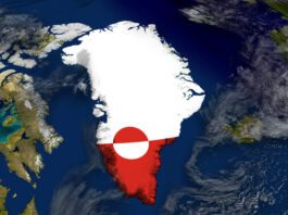 Greenland with embedded flag on Earth
