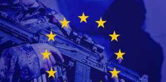European Defense - Soldier with Europe flag