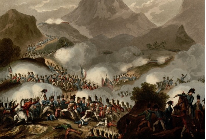 Battle of Pyrenees, 1813, copper engraving print William Health